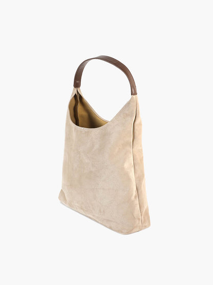 Damen Wildleder Schultertasche Minimalistisch Elegannt Braun