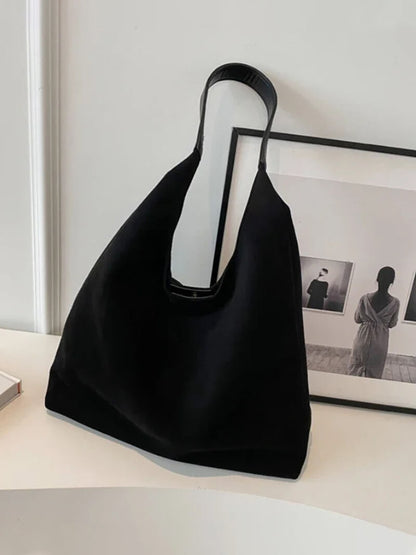 Damen Wildleder Schultertasche Minimalistisch Elegannt Braun