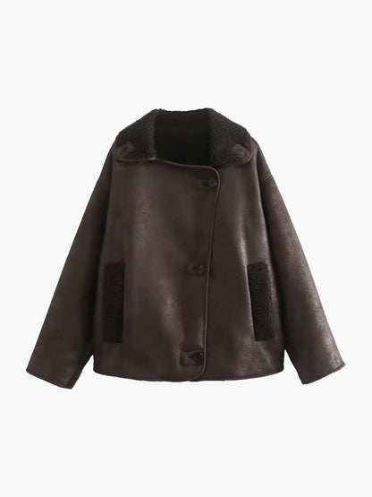Lederjacke Damen Fleece-Innenleben Schwarz - Norvielle