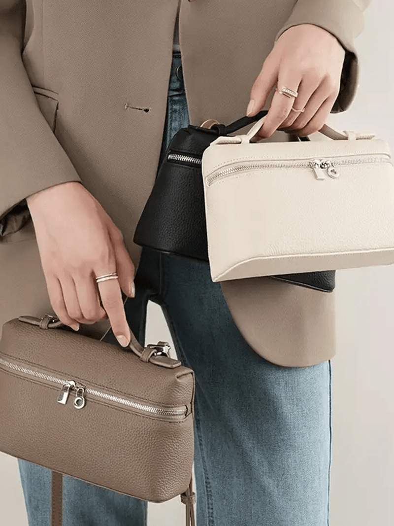 Lederhandtasche Kunstleder Echtlederoptik Braun