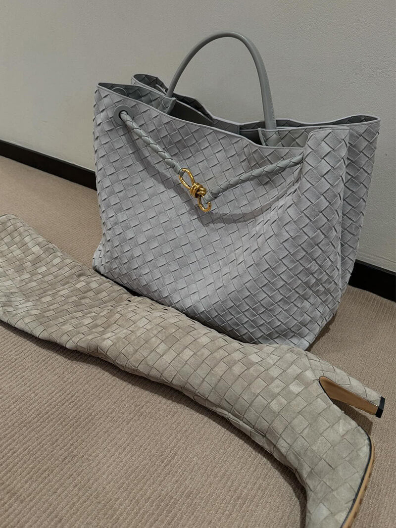 Geflochtene Damen-Tasche Echtleder Wildleder Handgefertigt
