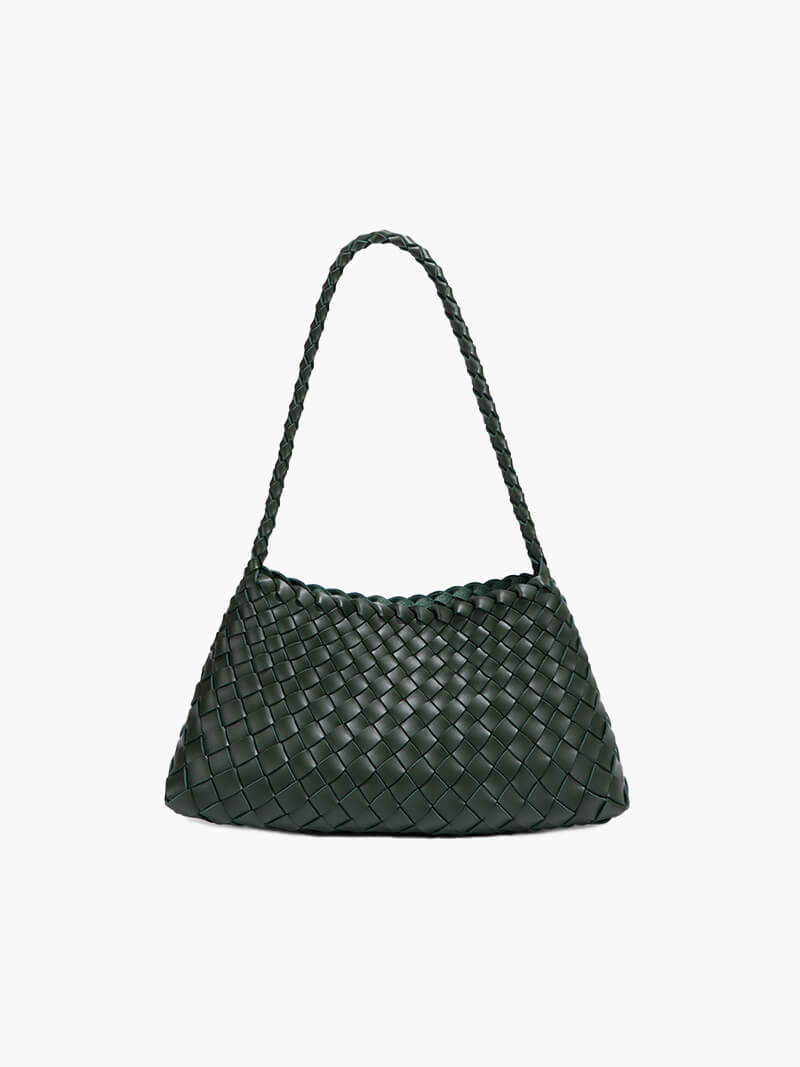 Geflochtene Leder Schultertasche Echtleder Braun