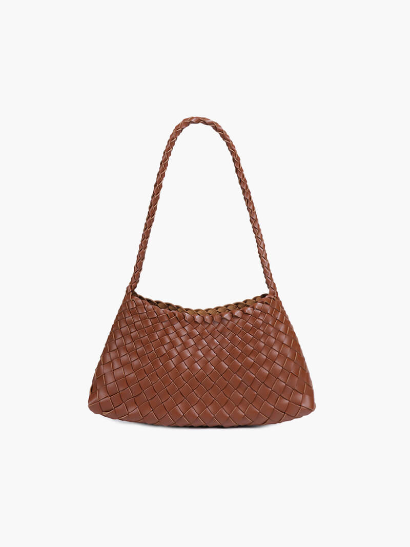 Geflochtene Leder Schultertasche Echtleder Braun