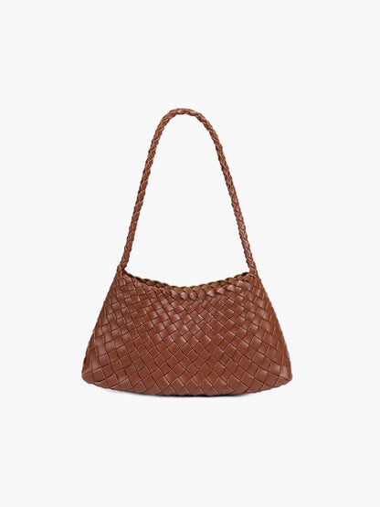 Geflochtene Leder Schultertasche Echtleder Braun