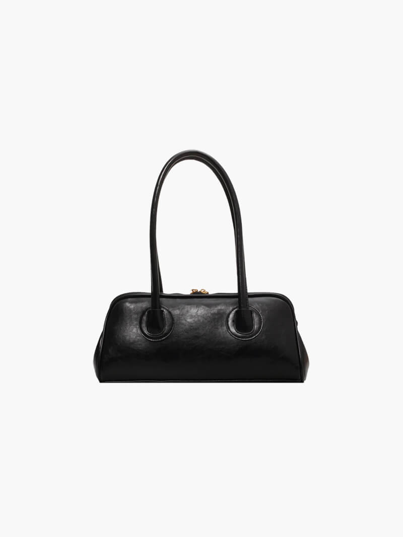 Damen Kunstleder Schultertasche Elegantes Design Schwarz - Norvielle