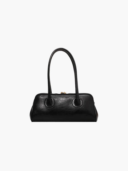 Damen Kunstleder Schultertasche Elegantes Design Schwarz - Norvielle