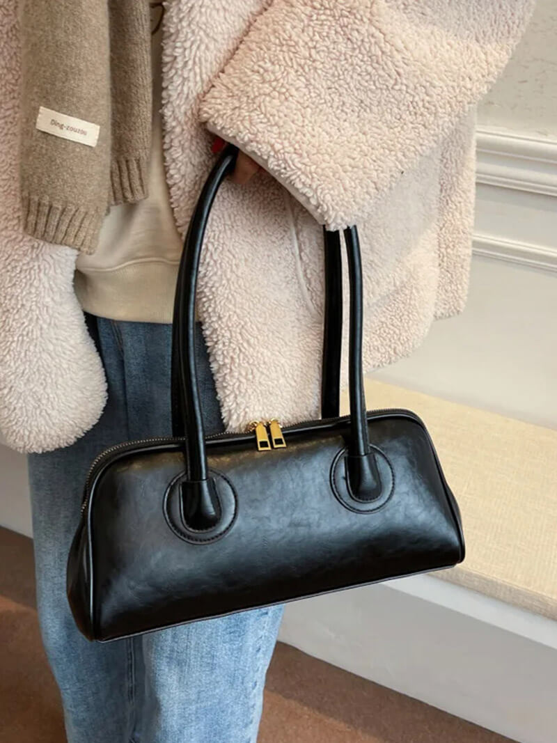 Damen Kunstleder Schultertasche Elegantes Design