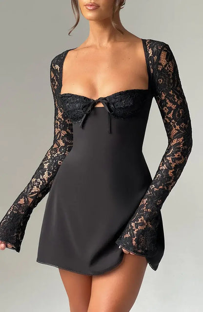 Damen Seiden Minikleid Elegant Kurz