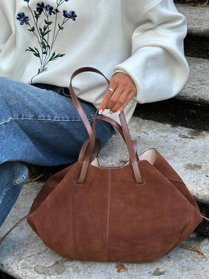 Damen Shopper Tasche Echtleder Wildleder Groß