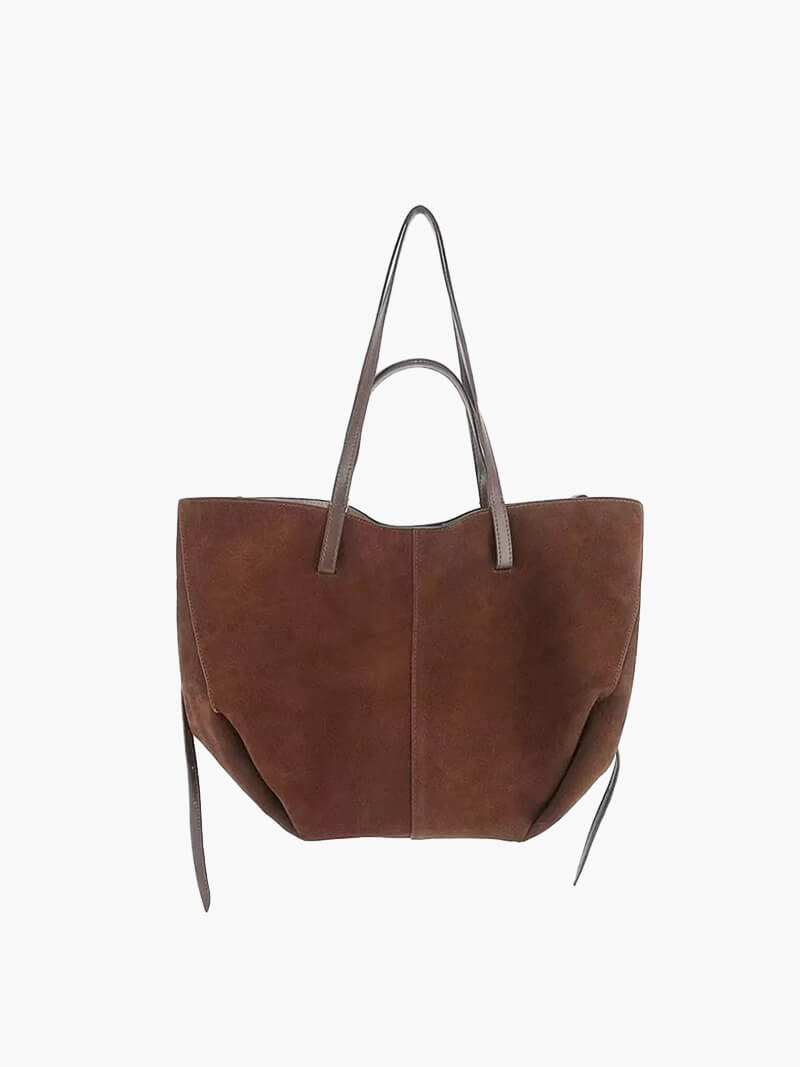 Damen Shopper Tasche Echtleder Wildleder Groß - Norvielle
