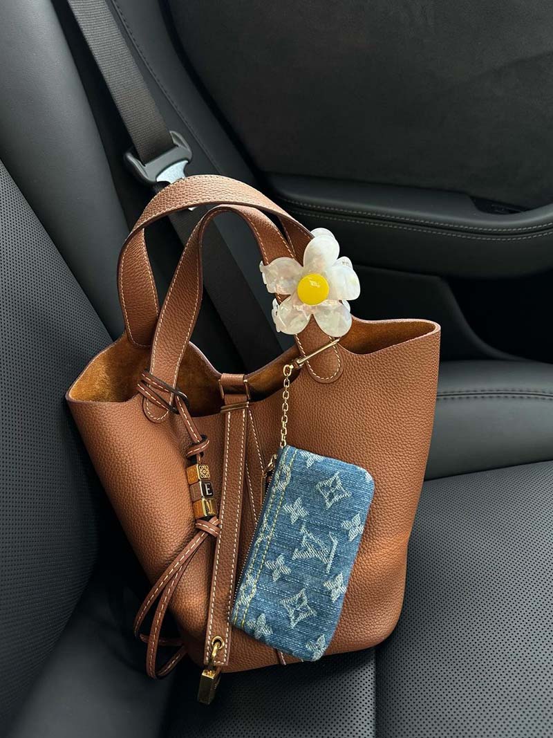 Damen Kunstleder Bucket Bag Tasche