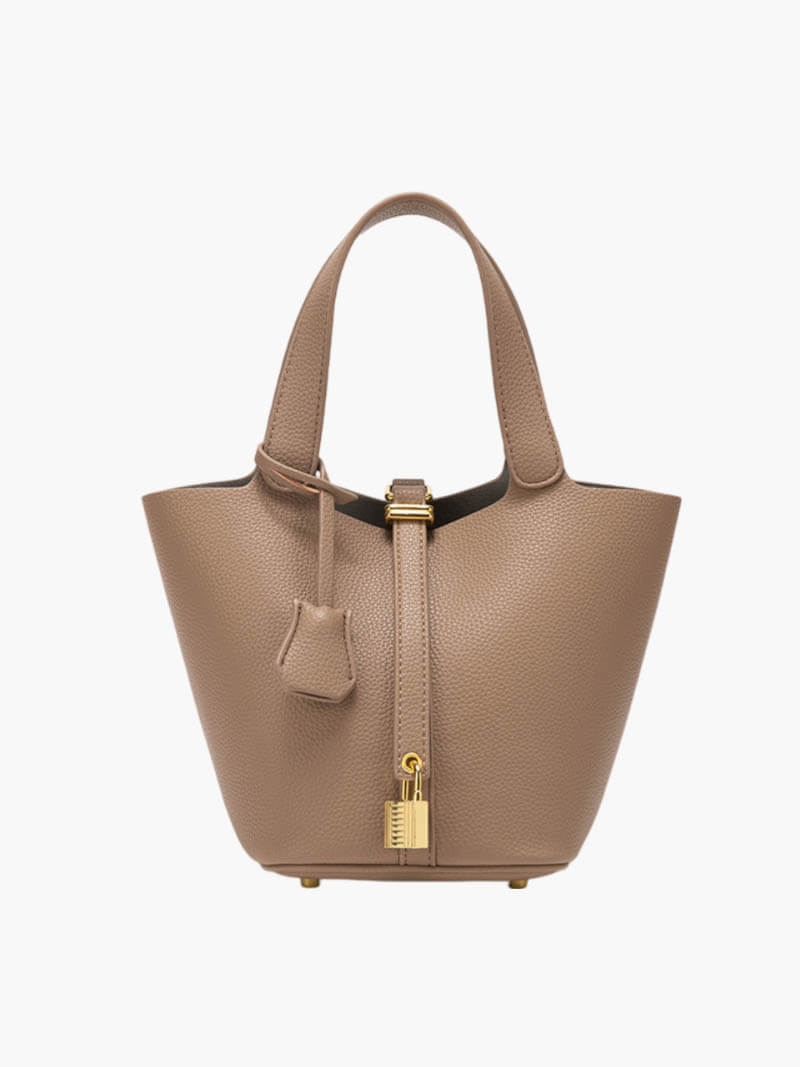Damen Kunstleder Bucket Bag Tasche Schwarz - Norvielle
