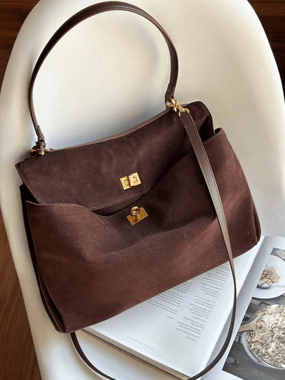 Damen Lederhandtasche Wildleder Echtleder