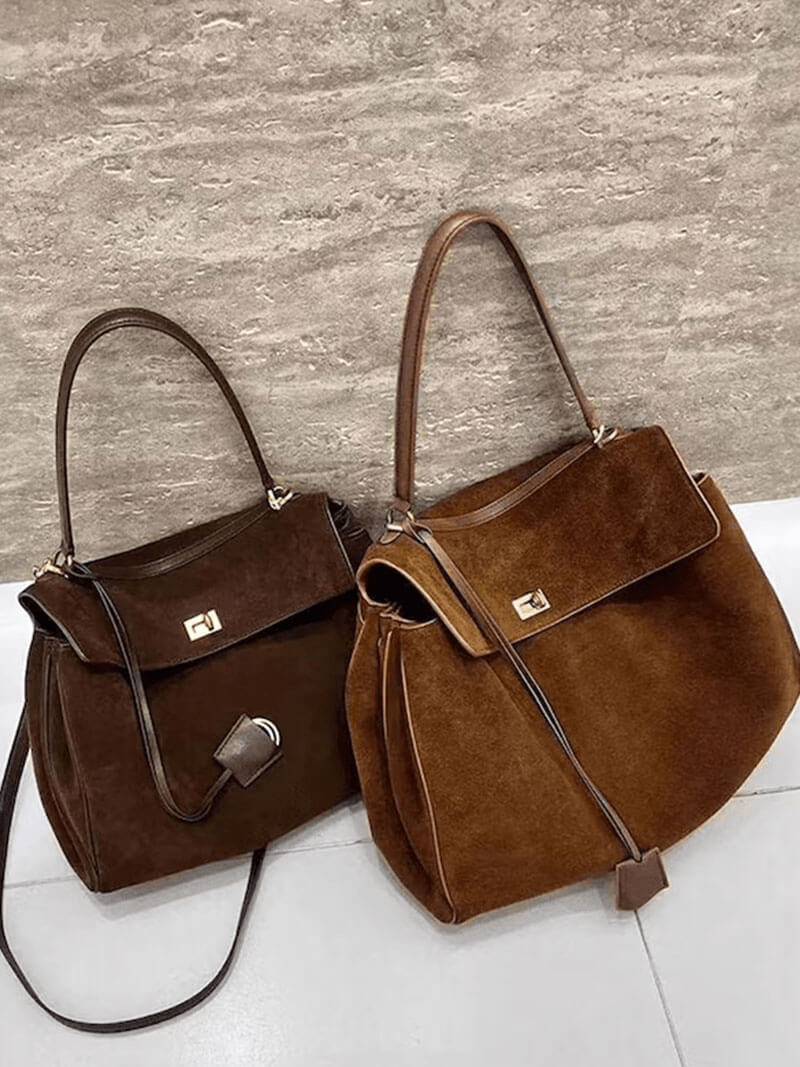 Damen Lederhandtasche Wildleder Echtleder