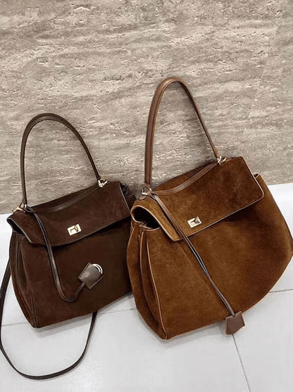 Damen Lederhandtasche Wildleder Echtleder