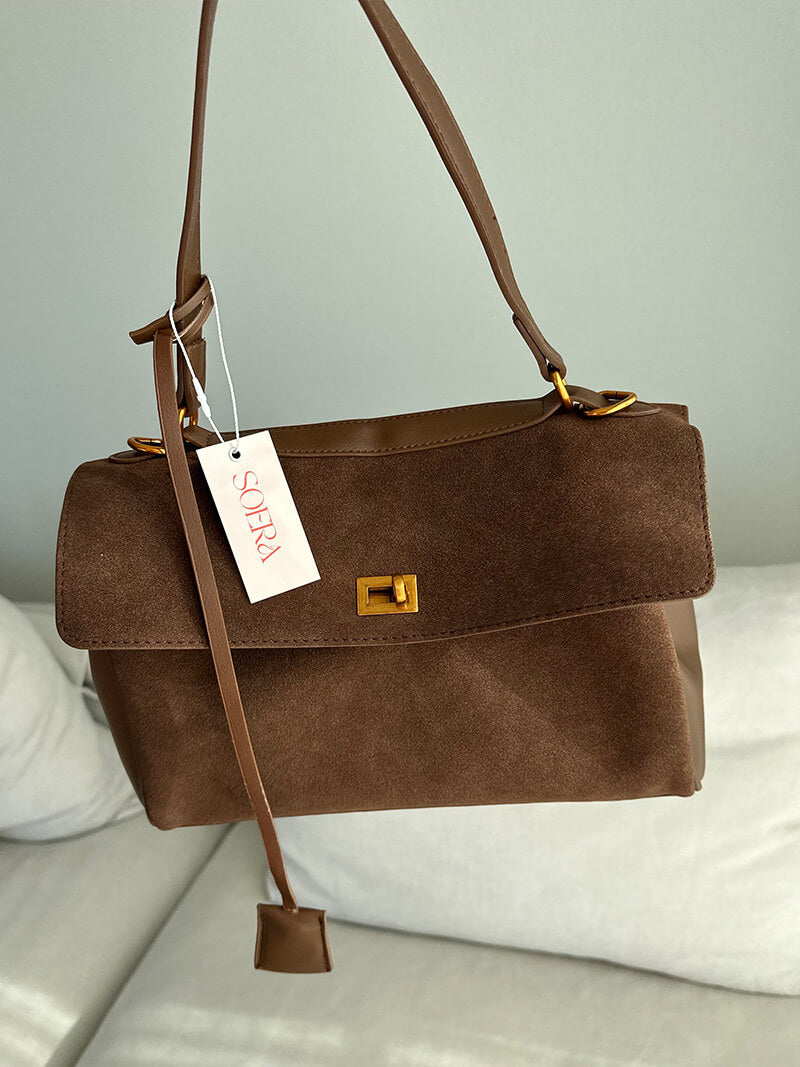 Damen Lederhandtasche Wildleder Echtleder