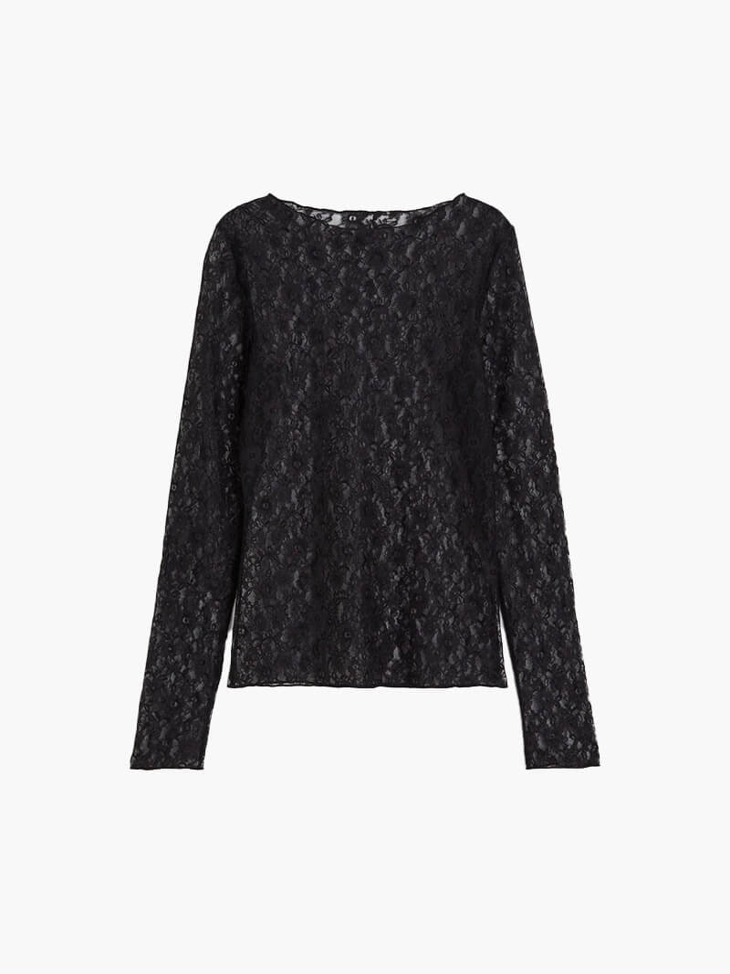 Damen Langarm-Oberteil Spitze Elegant