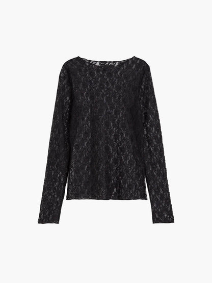 Damen Langarm-Oberteil Spitze Elegant