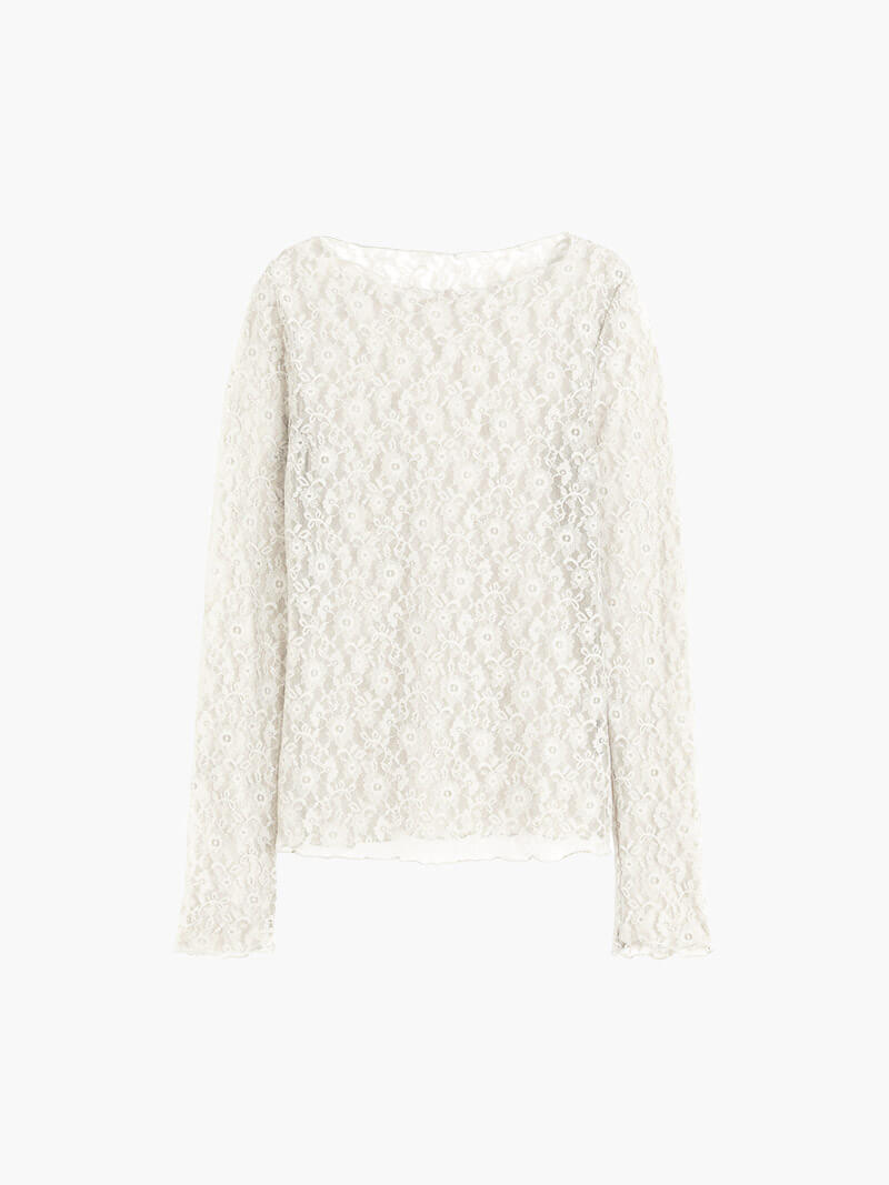 Damen Langarm-Oberteil Spitze Elegant