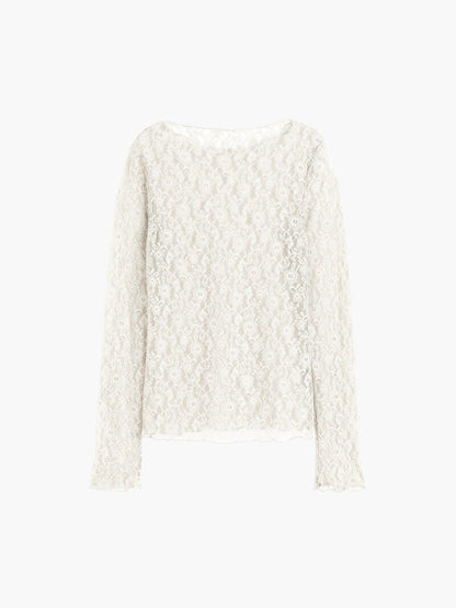 Damen Langarm-Oberteil Spitze Elegant