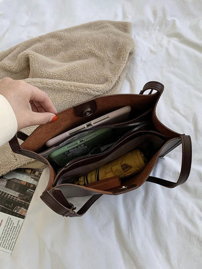 Schultertasche Damen Kunstleder Slim