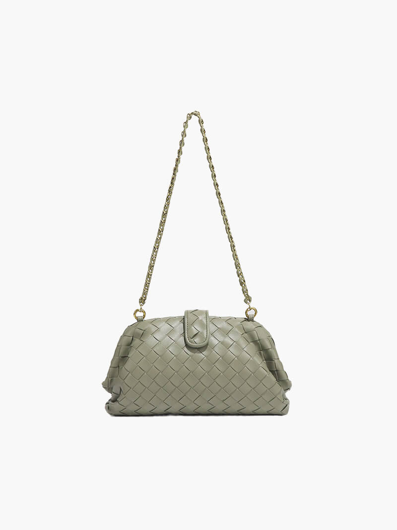 Geflochtene Damenhandtasche mit Ketten-Schulterriemen