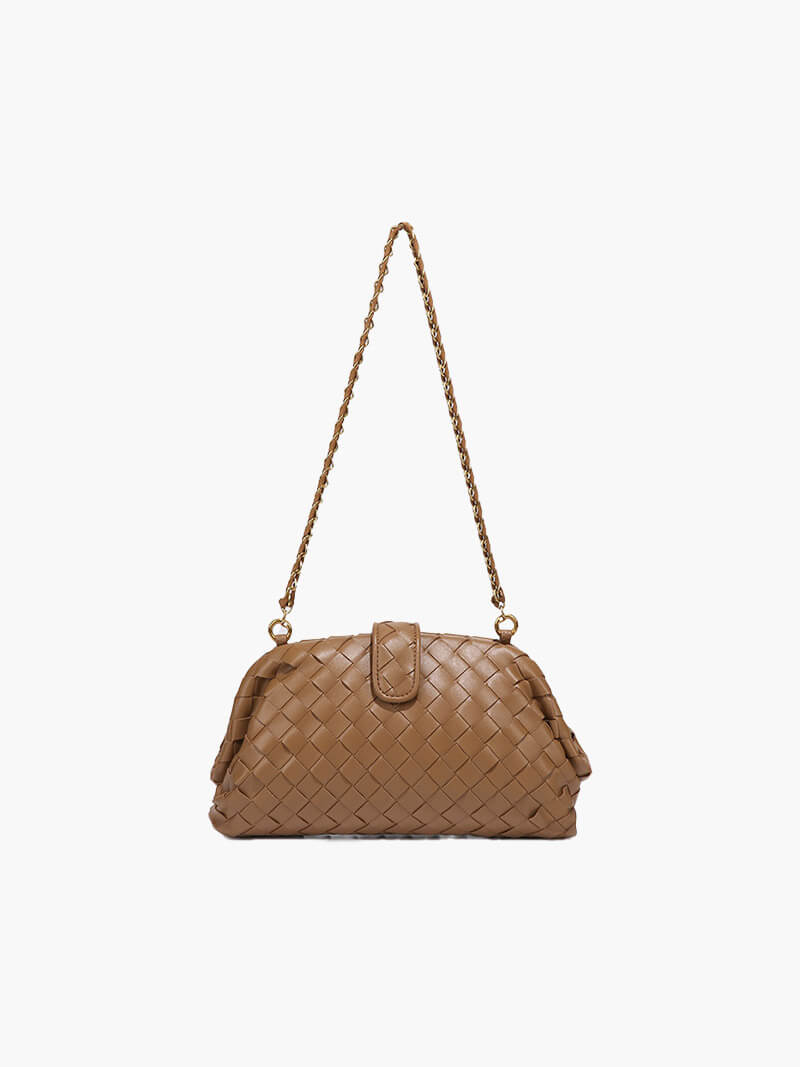 Geflochtene Damenhandtasche mit Ketten-Schulterriemen