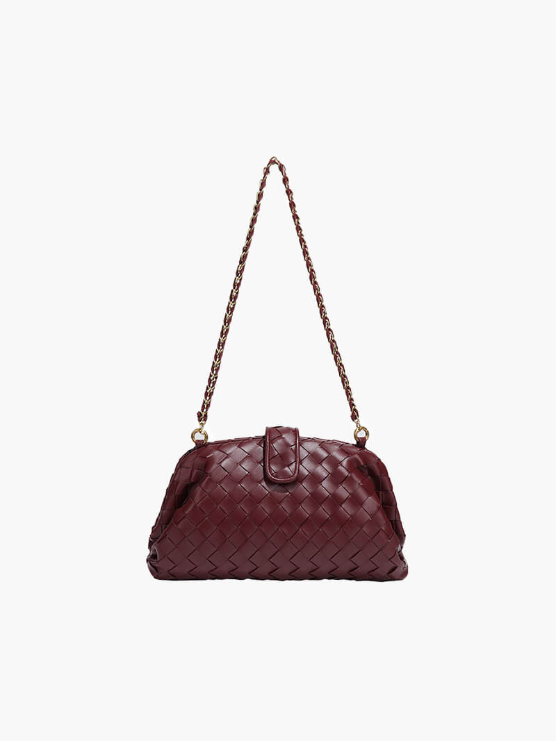 Geflochtene Damenhandtasche mit Ketten-Schulterriemen