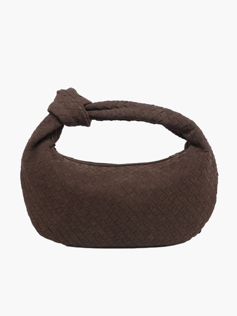 Geflochtene Damenhandtasche Hobo mit Knoten-Design Elegant Braun