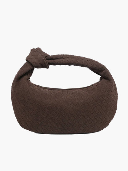 Geflochtene Damenhandtasche Hobo mit Knoten-Design Elegant Braun