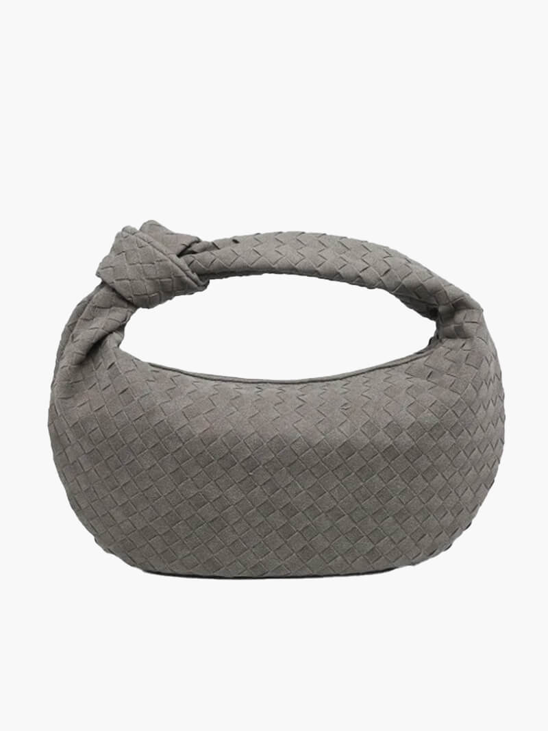 Geflochtene Damenhandtasche Hobo mit Knoten-Design Elegant Braun