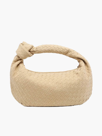 Geflochtene Damenhandtasche Hobo mit Knoten-Design Elegant Braun
