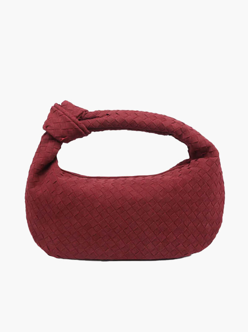 Geflochtene Damenhandtasche Hobo mit Knoten-Design Elegant Braun