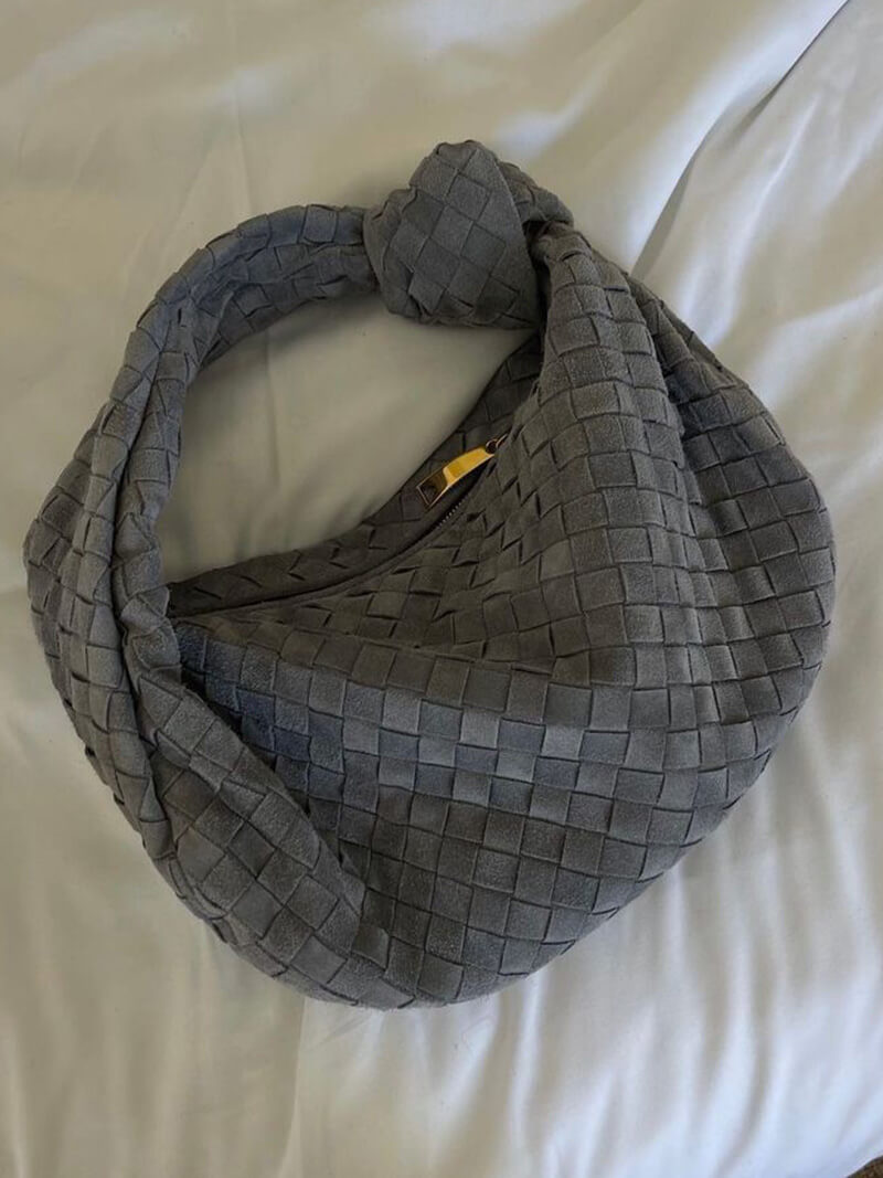 Geflochtene Damenhandtasche Hobo mit Knoten-Design Elegant Braun