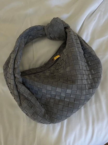 Geflochtene Damenhandtasche Hobo mit Knoten-Design Elegant Braun