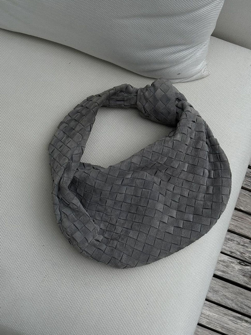 Geflochtene Damenhandtasche Hobo mit Knoten-Design Elegant Braun