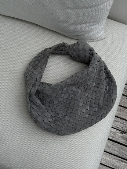 Geflochtene Damenhandtasche Hobo mit Knoten-Design Elegant Braun