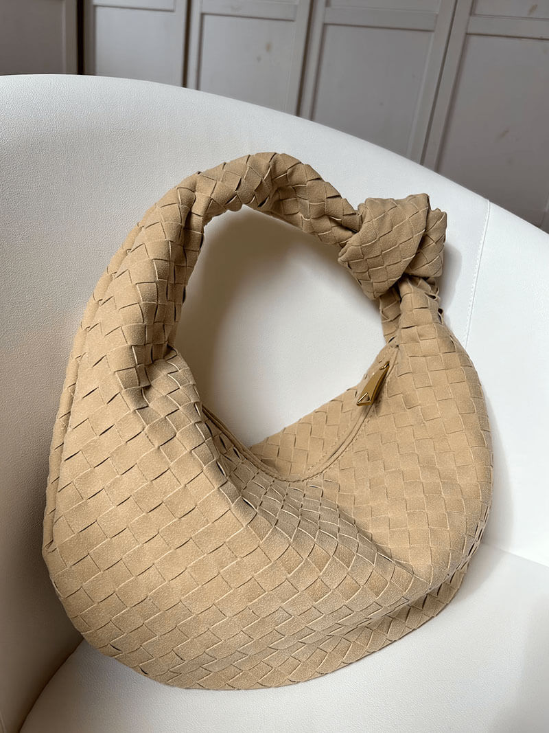 Geflochtene Damenhandtasche Hobo mit Knoten-Design Elegant Braun