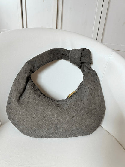 Geflochtene Damenhandtasche Hobo mit Knoten-Design Elegant Braun