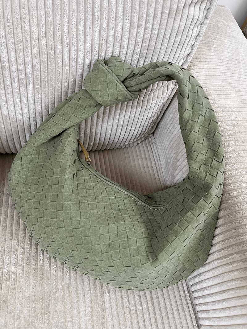 Geflochtene Damenhandtasche Hobo mit Knoten-Design Elegant Braun