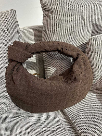 Geflochtene Damenhandtasche Hobo mit Knoten-Design Elegant Braun