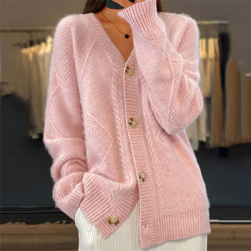 Damen Strickjacke Langärmlig Warm Beige - Norvielle