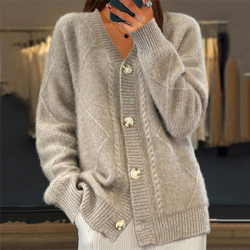 Damen Strickjacke Langärmlig Warm