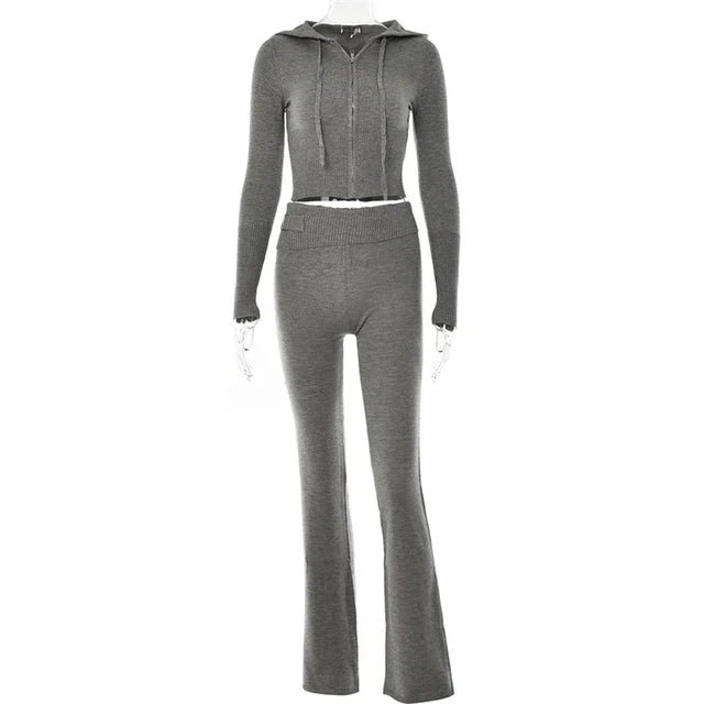 Damen Trainingsanzug Crop Schlaghose Sportlich