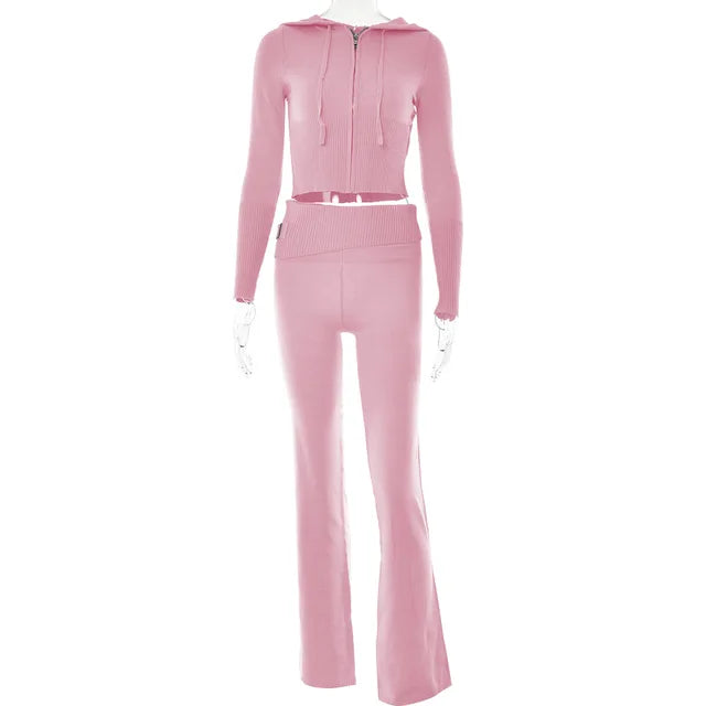 Damen Trainingsanzug Crop Schlaghose Sportlich