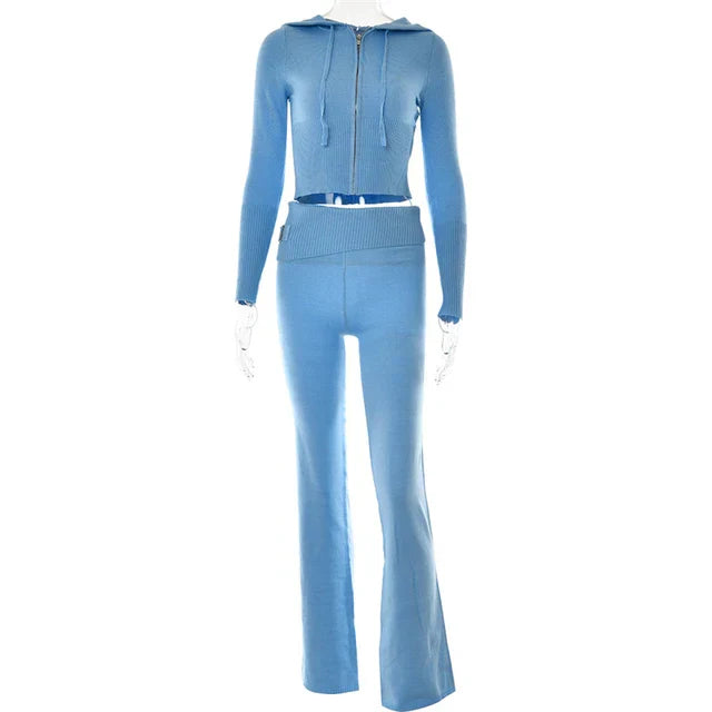 Damen Trainingsanzug Crop Schlaghose Sportlich