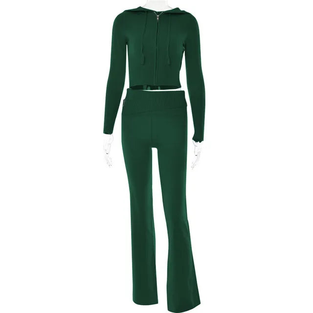Damen Trainingsanzug Crop Schlaghose Sportlich