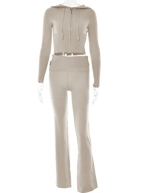 Damen Trainingsanzug Crop Schlaghose Sportlich