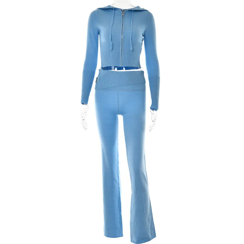 Damen Trainingsanzug Crop Schlaghose Sportlich