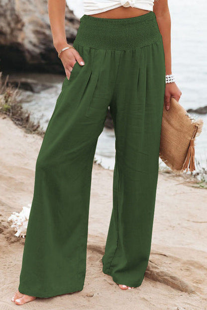 Damen Leinenhose Bequem Sommerweiß